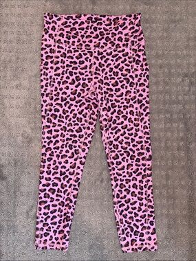 Fabletics Pink Leopard Print Kids Leggings